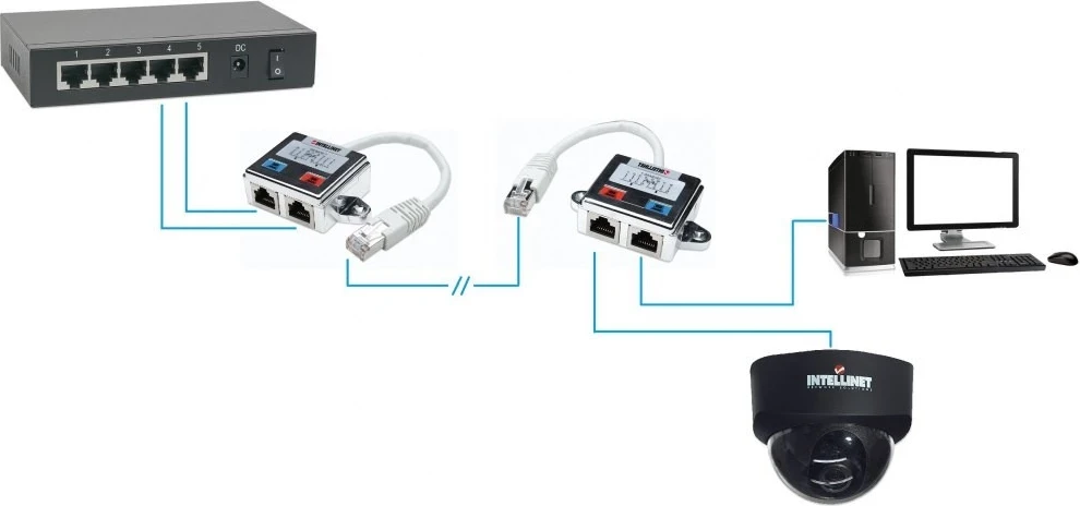 Razdelilec RJ45 vtičnic, Intellinet, srebrno-črn