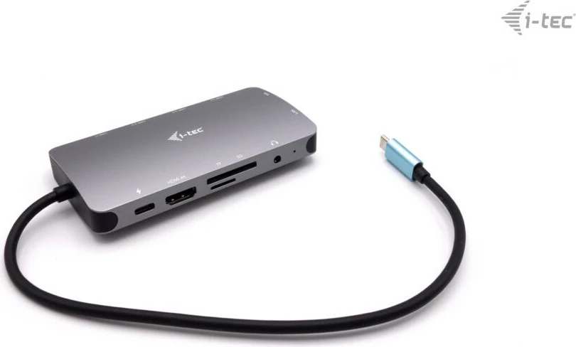 Prenosni kovinski dok I-Tec Metal USB-C Travel Nano Dock, HDMI/VGA, LAN, Power Delivery 100W, srebrn