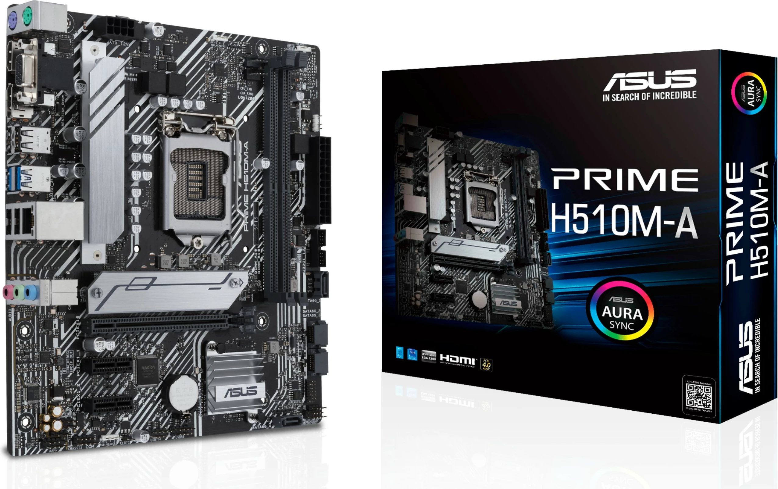 Plošča za matično ploščo ASUS PRIME H510M-A, Socket LGA 1200, Intel® Celeron®, Intel® Core™ i5, i7, i9, Intel® Pentium®, DDR4-SDRAM, 64 GB, DIMM