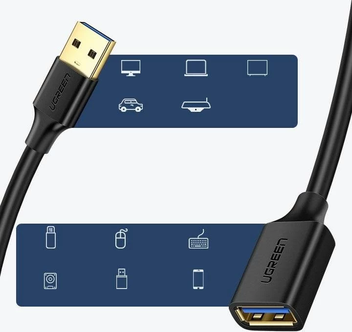 Podaljševalni USB 3.0 kabel 1 m, črn — UGREEN 10368B