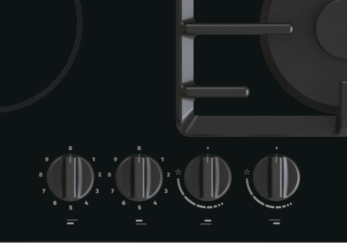 Kombinirana kuhalna plošča GCE691BSC, Gorenje, plin-keramika, 4 zone, črna