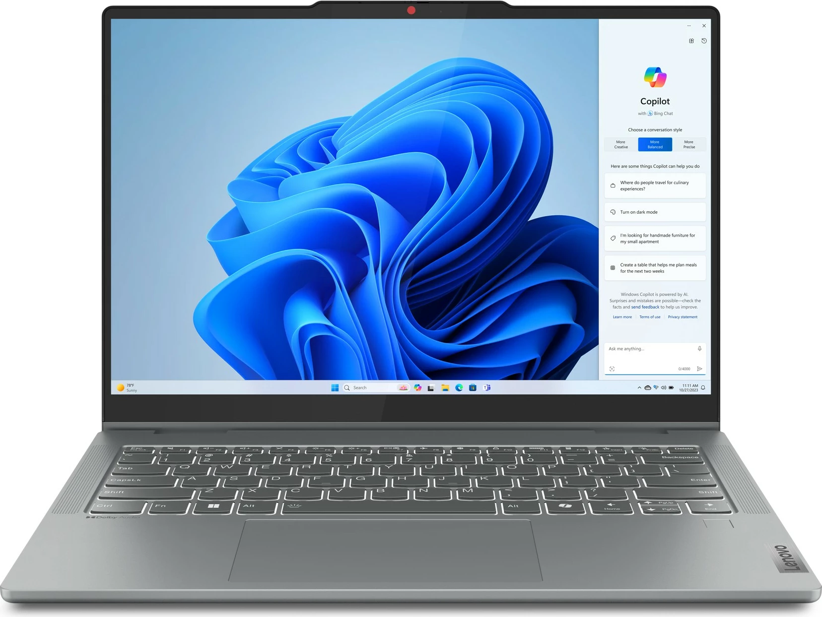 Prenosnik 2-v-1 14" WUXGA OLED, Intel Core i7-13620H, 16GB RAM, 1TB, srebrn Lenovo IdeaPad 5 2-in-1 14IRH9