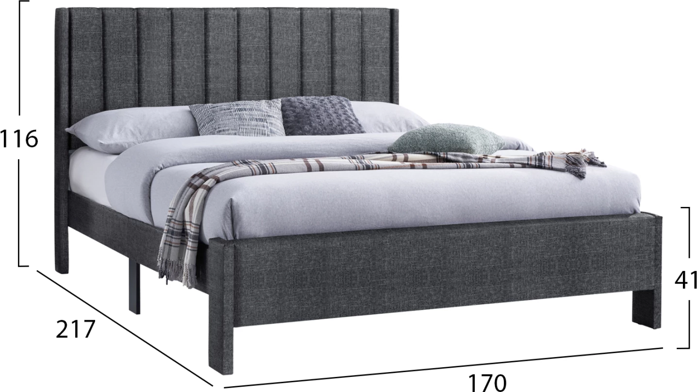 Dvojna postelja KREDEN FH686.01 siva tkanina za vzmetnico 160X200 cm