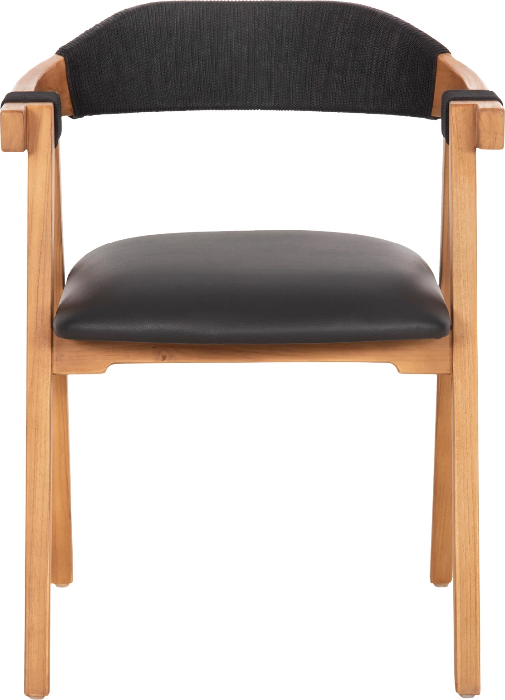 Jedilni naslanjač RIMINI FH9867.02 iz tikovine v naravni-črni vrvi in PU sedežu 60x61x76H cm