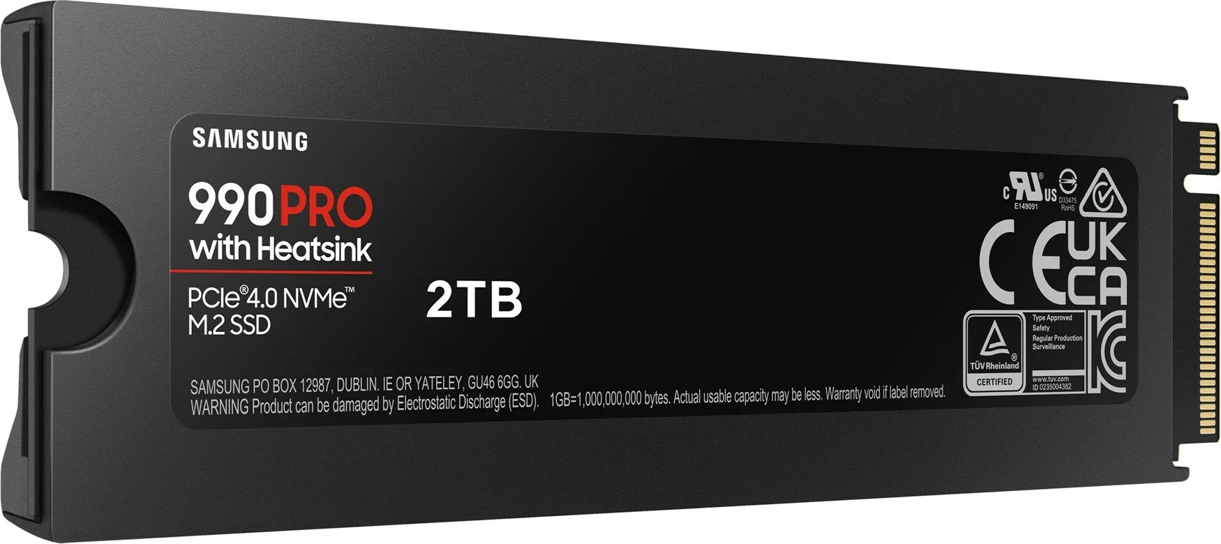 SSD z heatsinkom Samsung 990 PRO, 2 TB, M.2, PCI Express 4.0, NVMe, črn