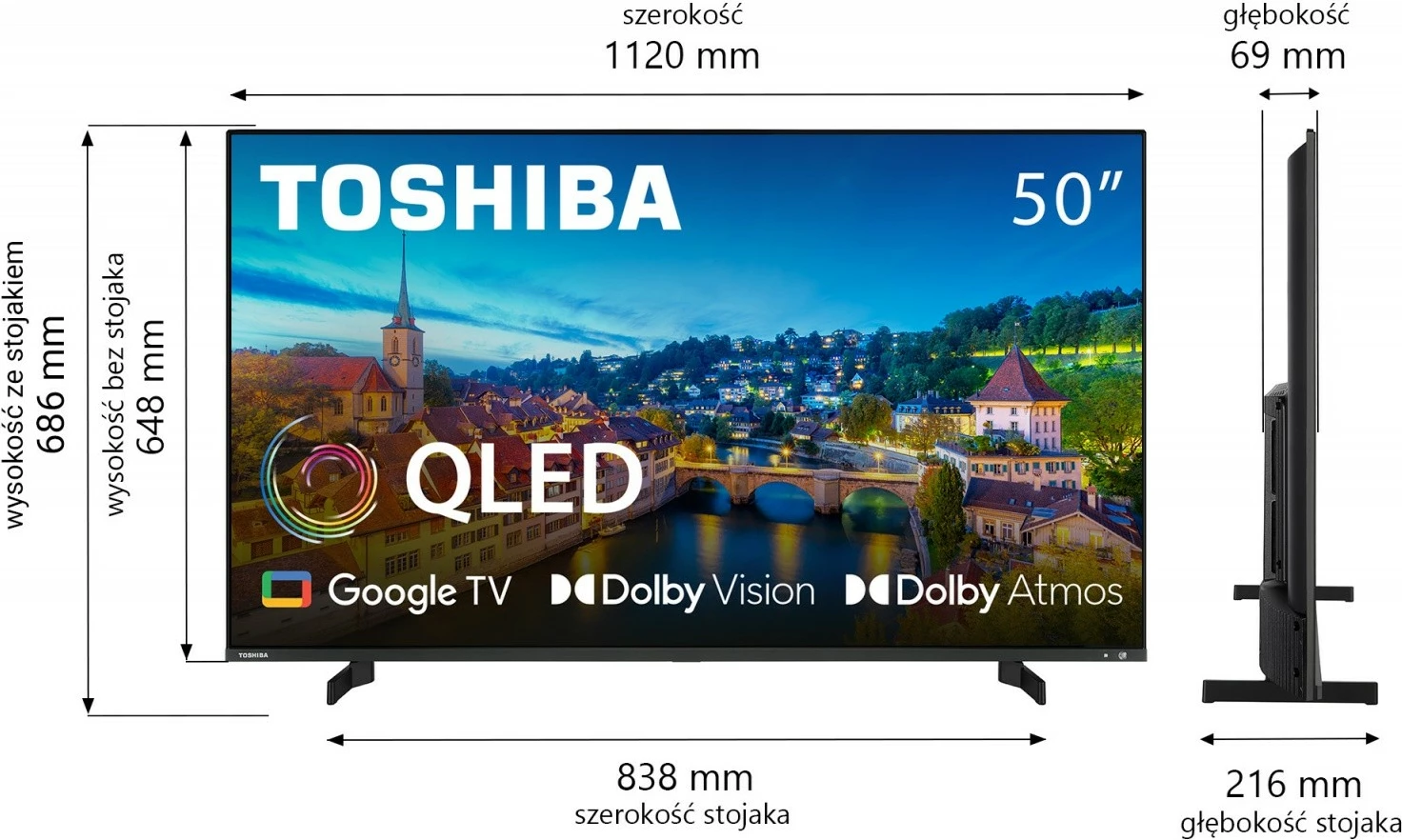 Televizor QLED, 50-palčni, Ultra HD/4K, Google TV, Dolby Vision, Dolby Atmos Toshiba 50QG5E63DG