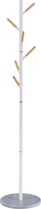 Obešalnik za oblačila, kovinski, bel, Ø37x174 cm