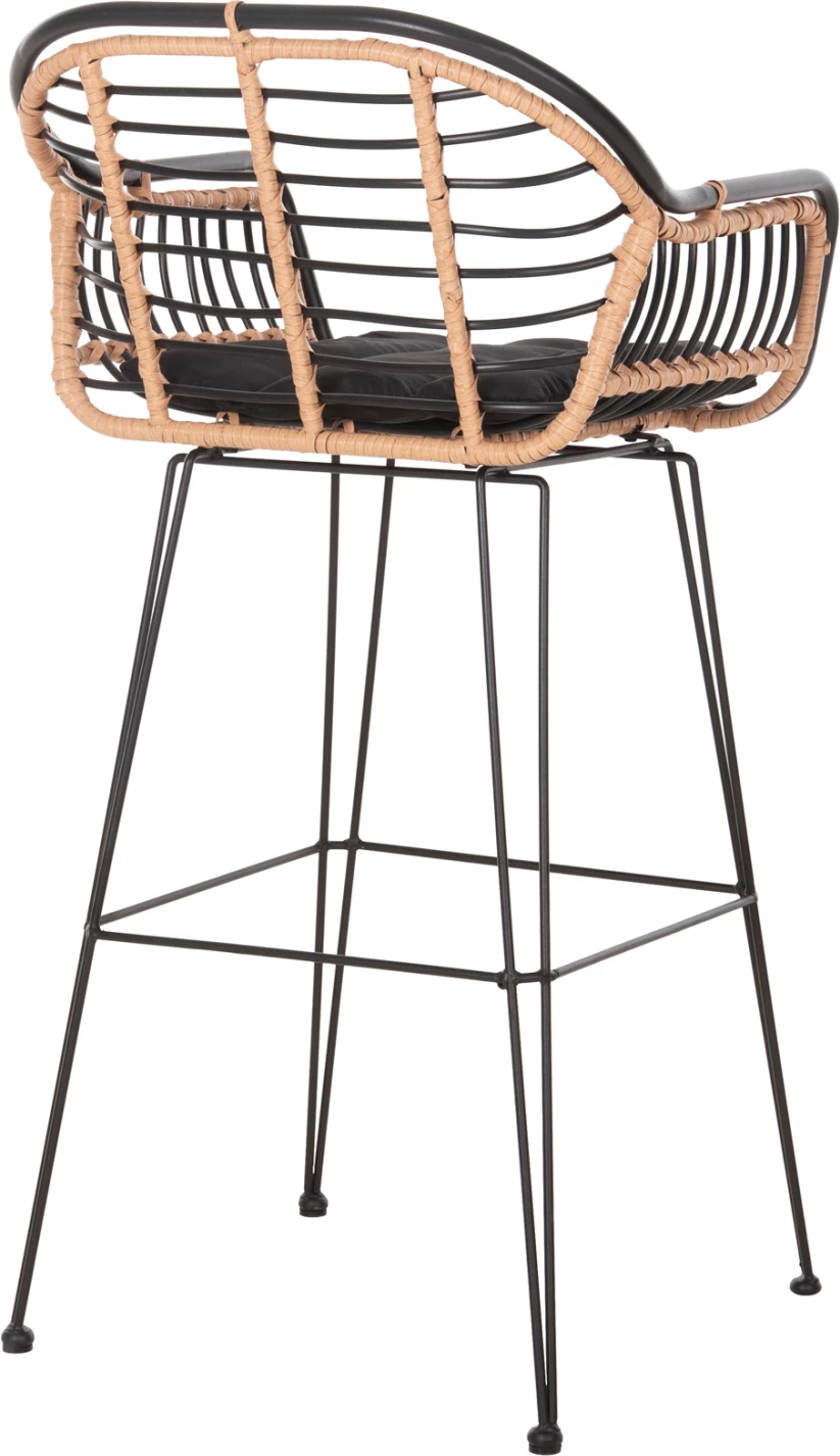 Barski stol Allegra FH5690.11 kovina in blazina črna-pletena bež 55x54x108H cm