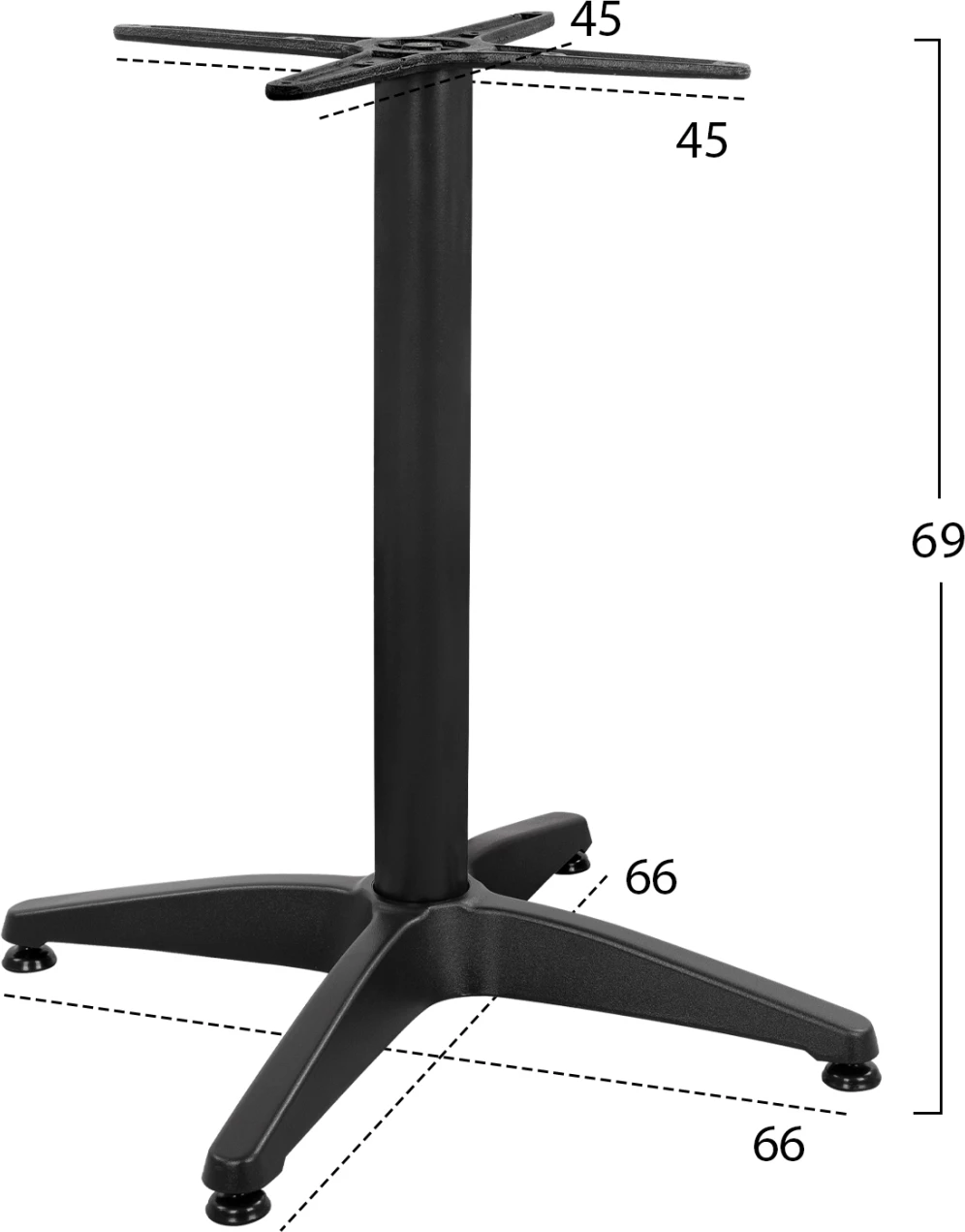 Aluminijasta osnova 4 noge 65x65x70 cm s križem 48x48 cm FH448.03 Črna