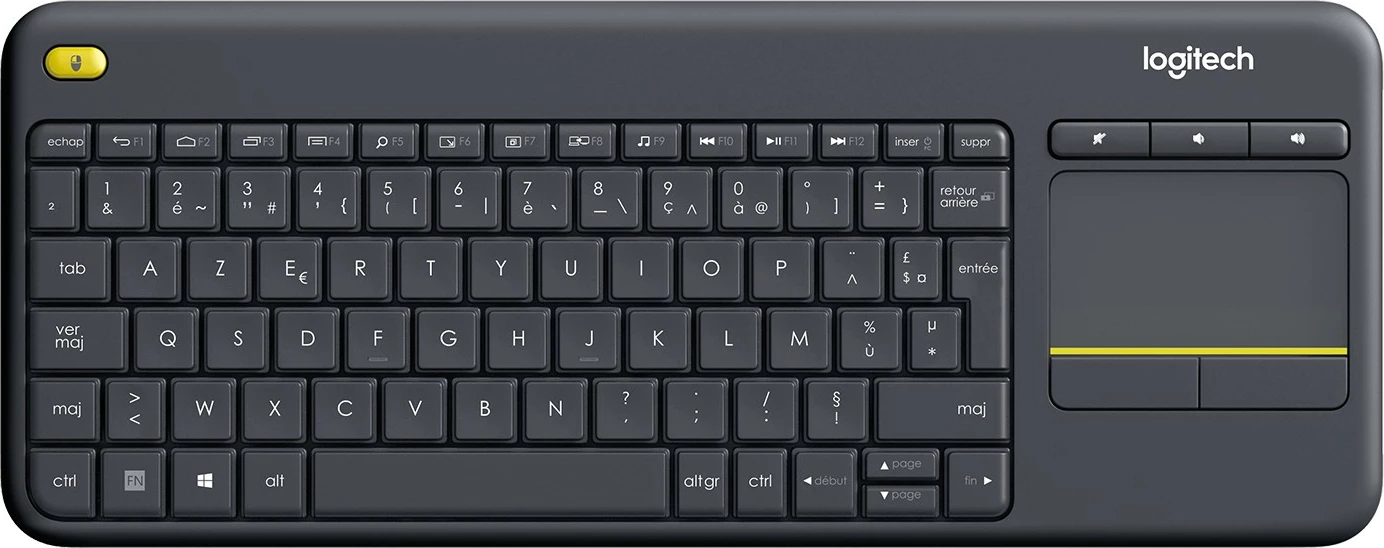 Brezžična tipkovnica Logitech K400 Plus, AZERTY, črna