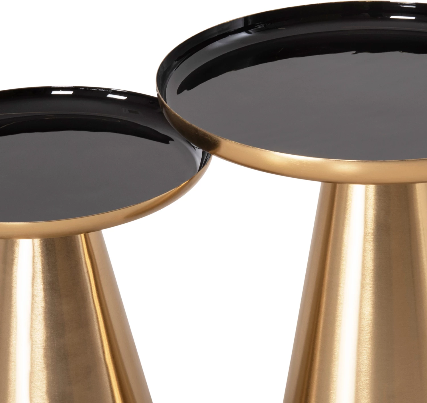 Klubske mizice 2 kosa OLUF emajliran kovina-sijaj zlata in črna Φ50 & Φ41 cm