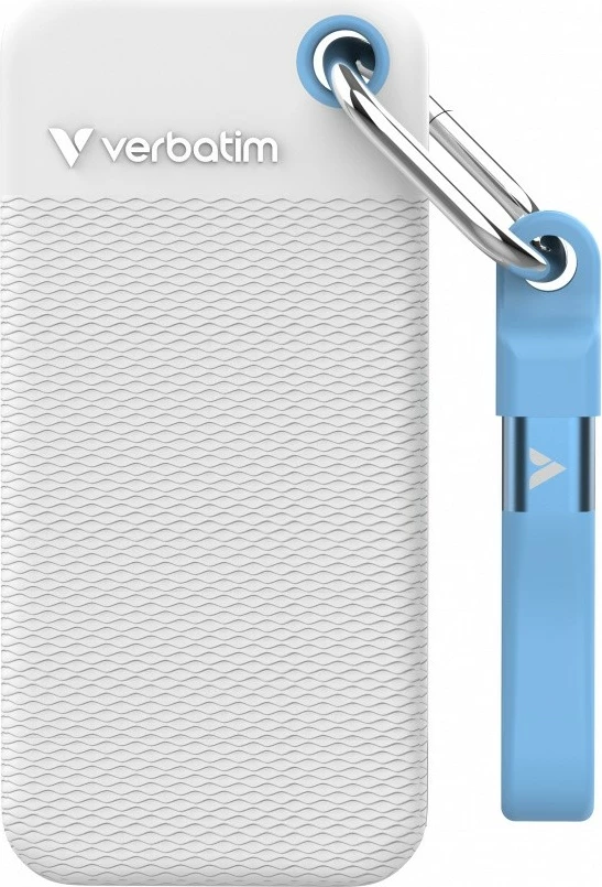 Zunanji SSD Pocket SSD Summer Edition, Verbatim DQVE32320PLG, 1TB, USB‑C 3.2 Gen 2 1000 MB/s, bel/svetlo modra