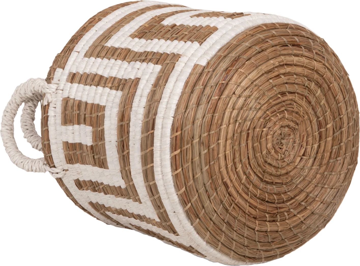 2-delni komplet dekorativnih košar FH7846.01 iz trave Mendong v naravno-beli barvi Φ36x32-40Hcm