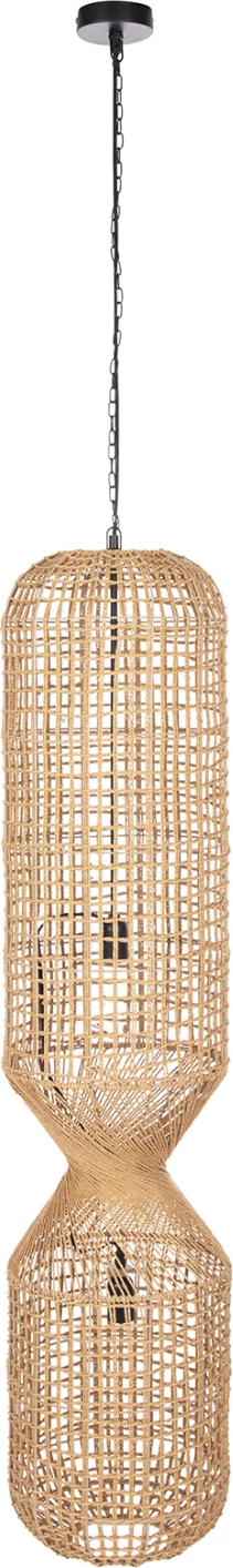 Stropna viseča svetilka FH4345 cilindrična-papirnata vrvica v peščeni bež barvi-2 žarnici Φ30,5x132Hcm