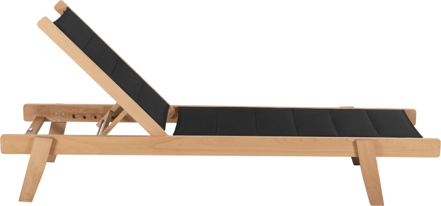 Plažni ležalnik MILOS FH10650.03 iz bukovega lesa v naravni-črni tekstilenski prevleki 204x65x31,5-92,5H cm.91Hcm.