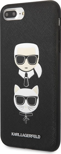 Ovitek za iPhone 7 Plus / iPhone 8 Plus, Karl Lagerfeld Saffiano Karl&Choupette Head, črn