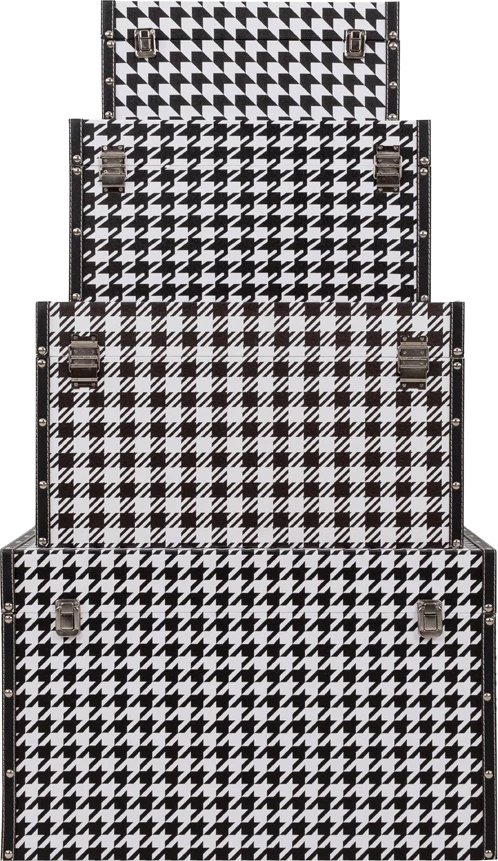 Set štirih škatel za shranjevanje Ferre, črn in bel, 64x40x40