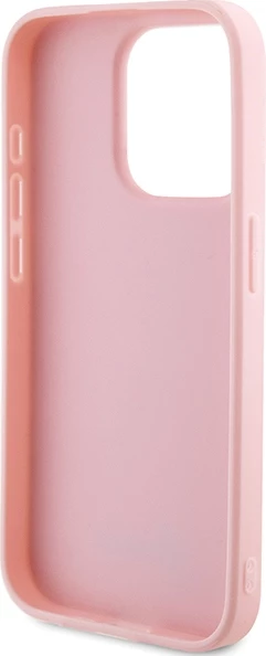 Ovitek za telefon Saffiano Iridescent Script Guess za iPhone 14 Pro Max, rožnat