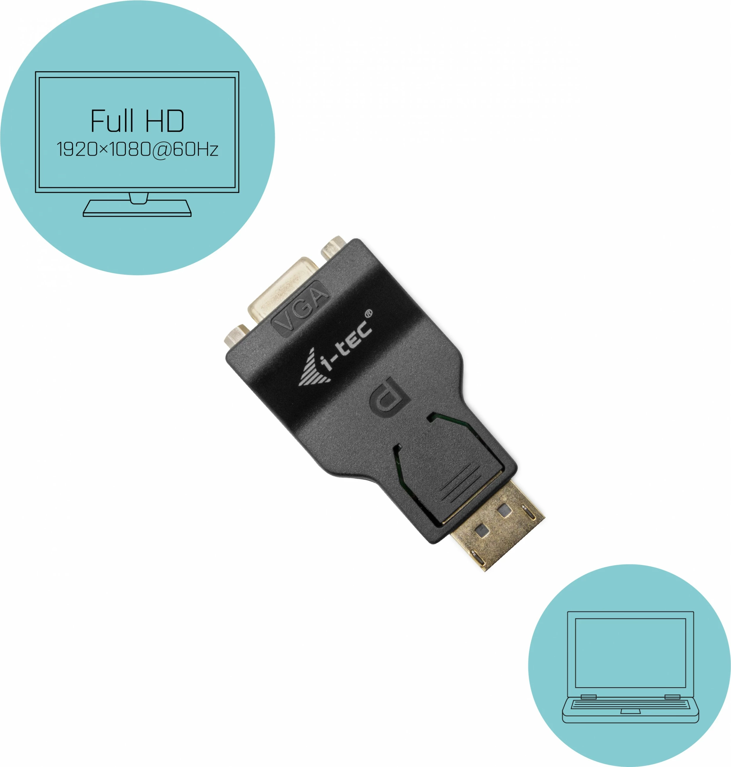 Adapter DisplayPort na VGA I-Tec, črn