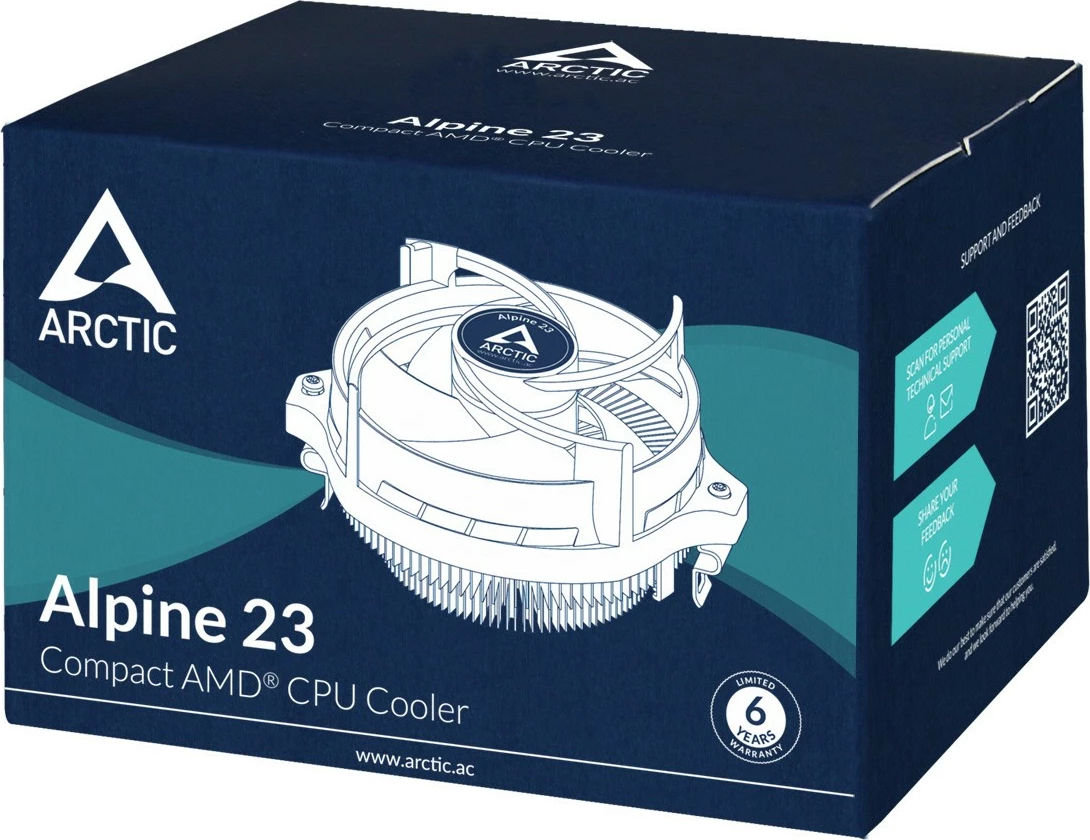 Zračni hladilnik za CPU ARCTIC Alpine 23, 9 cm, 100-2000 RPM, aluminij, črn