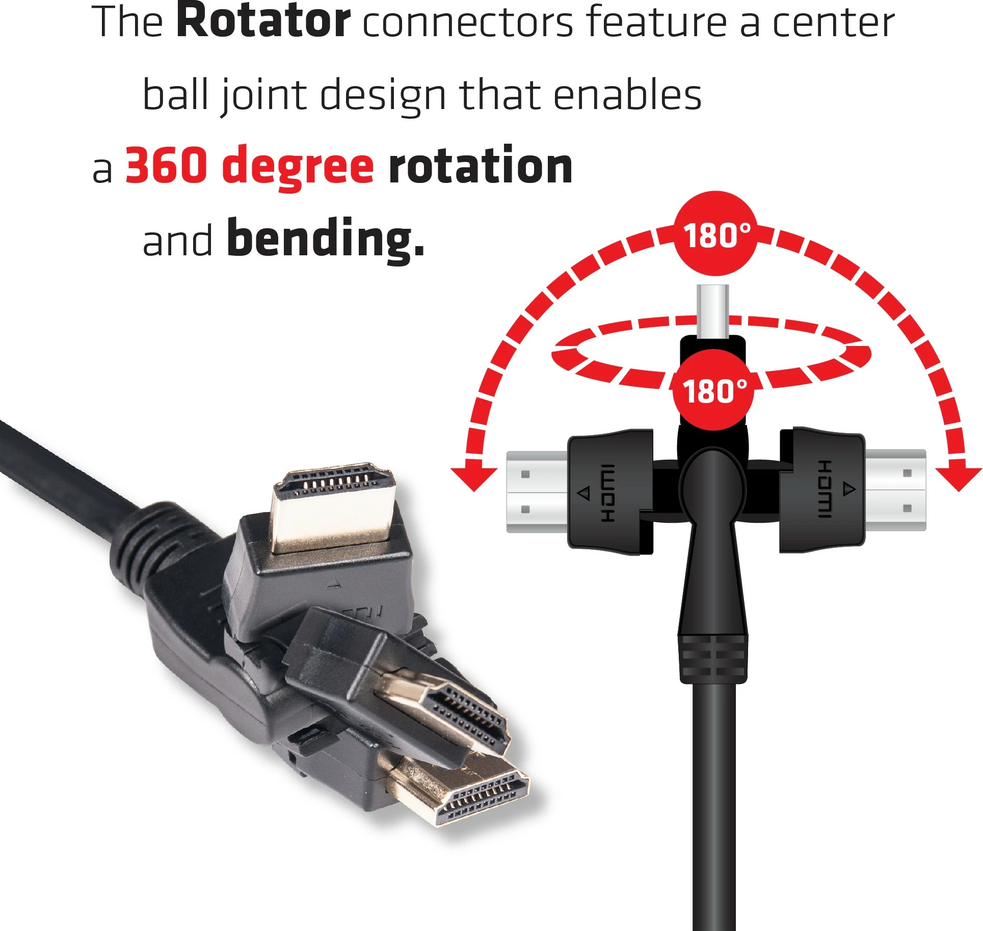 HDMI kabel Club3D 2.0, 2 m, vrtljiv, črn