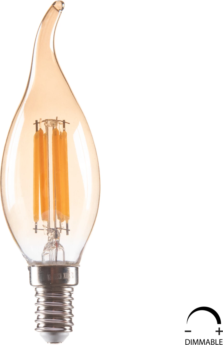 Žarnica v stilu plamena LED filament 6W E14 3000K zlata zatemnljiva