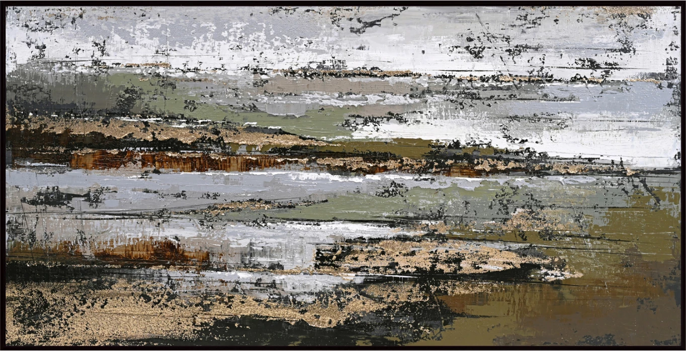 Stenska slika abstraktna FH4575.01 črn PS okvir-platno 142x4.5x72Hcm