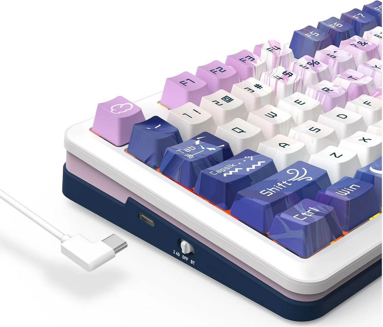 Mehanska brezžična tipkovnica z RGB, Redragon K681ACG-RGB-PRO Cyrus, vijolična