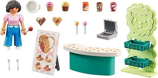 Stojnica s slaščicami Playmobil My Life 71540, 34 kosi