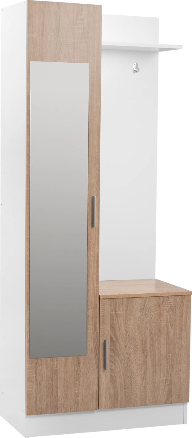 Pohištvo za predsobo z ogledalom Janice FH2264 Sonama Bela 70,3x37,1x181,8 cm