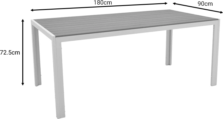 Jedilna miza s stoli, Nares-Norture B komplet 7 kosov, aluminij in vezana plošča, bela in naravna, 180x90x72.5 cm