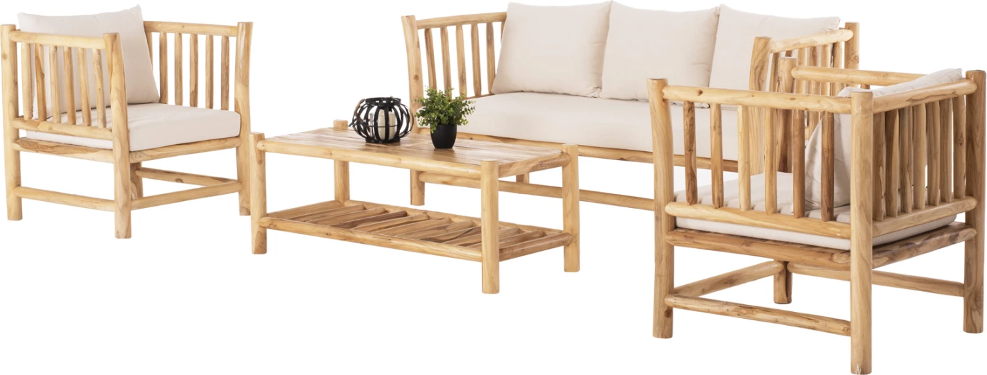 Komplet 4 kosov FH9340 masivni tik naravno-bela