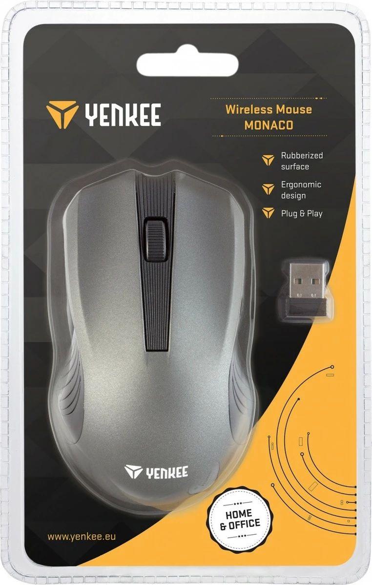 Brezžična miška YENKEE Monaco YMS 2015GY, 2.4 GHz, 3 tipke, siva