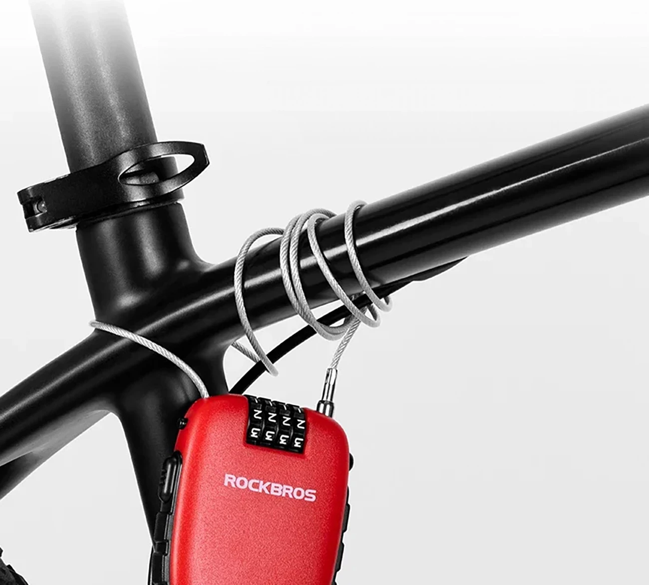 Kolesarska ključavnica z vlečnim kablom Rockbros 32420981001, rdeča