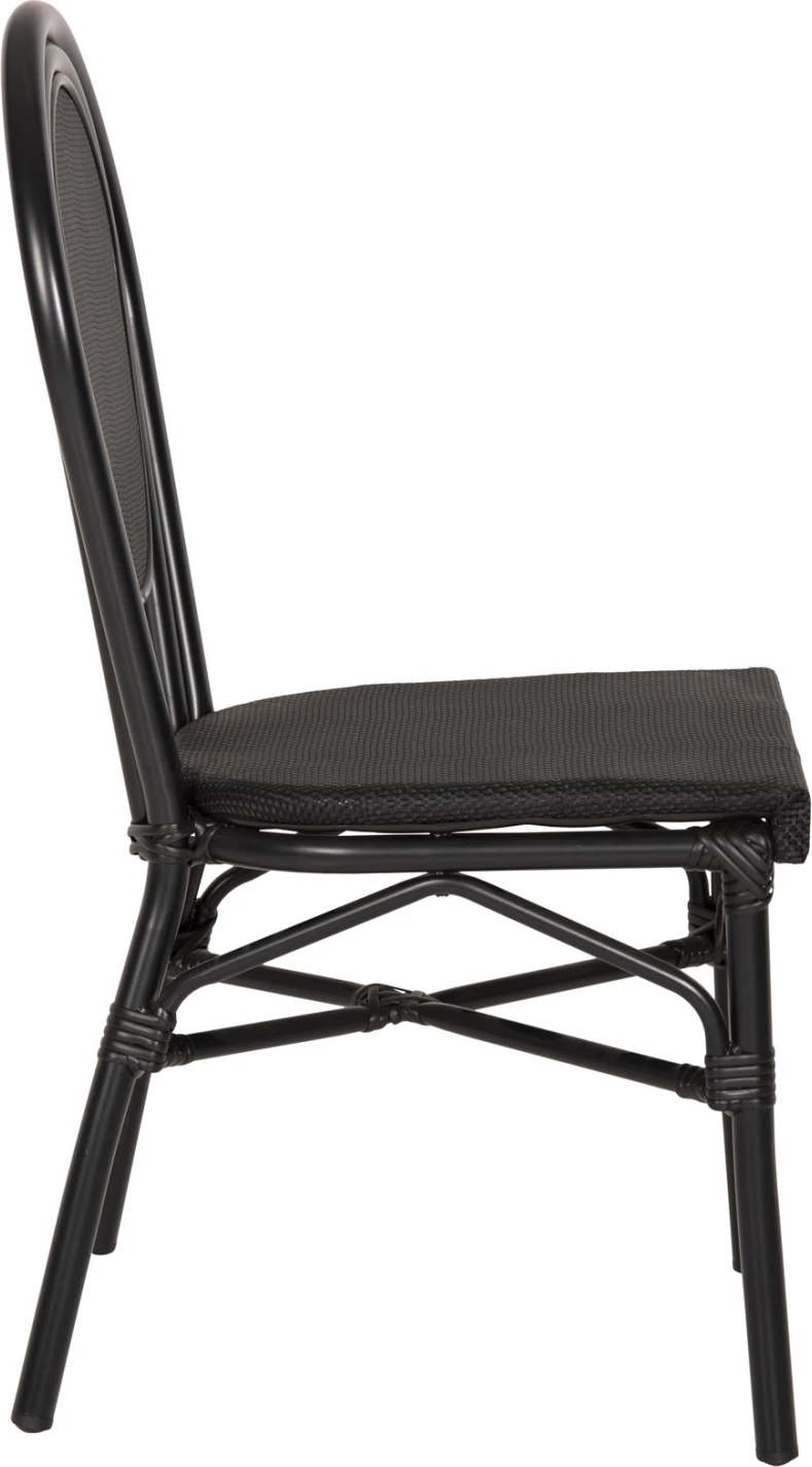 Aluminijasti stol bambus videz črn s tekstilom 45x57x88cm FH5052