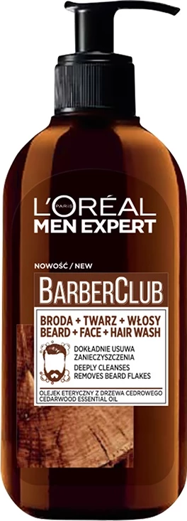 Čistilni gel 3-v-1 za brado, obraz in lase L'Oreal Paris Men Expert Barber Club, 200 ml