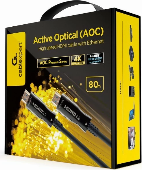 HDMI kabel Gembird CCBP-HDMI-AOC-80M-02, 80 m, Ultra HD 4K, črn
