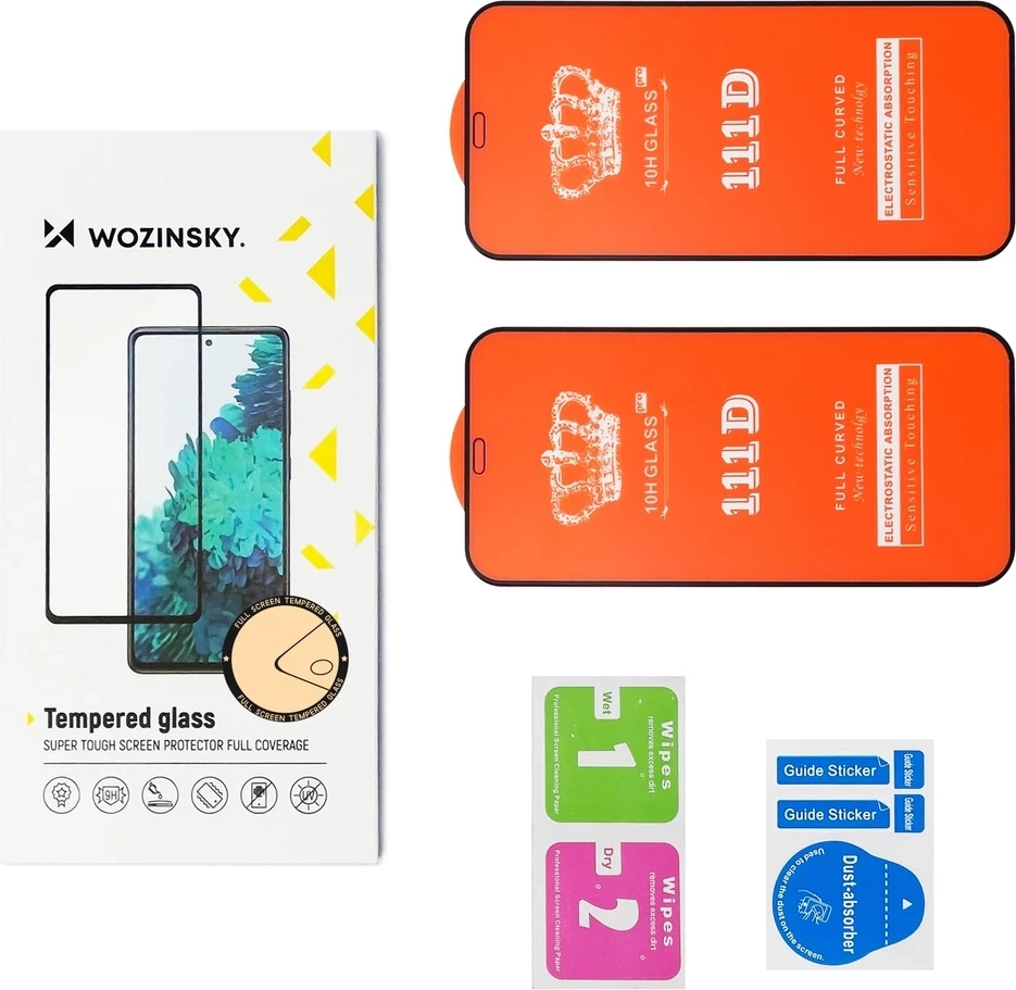 Zaščitno steklo Full Glue za Xiaomi Redmi 14C 5G, Wozinsky, 2 kosa, črno