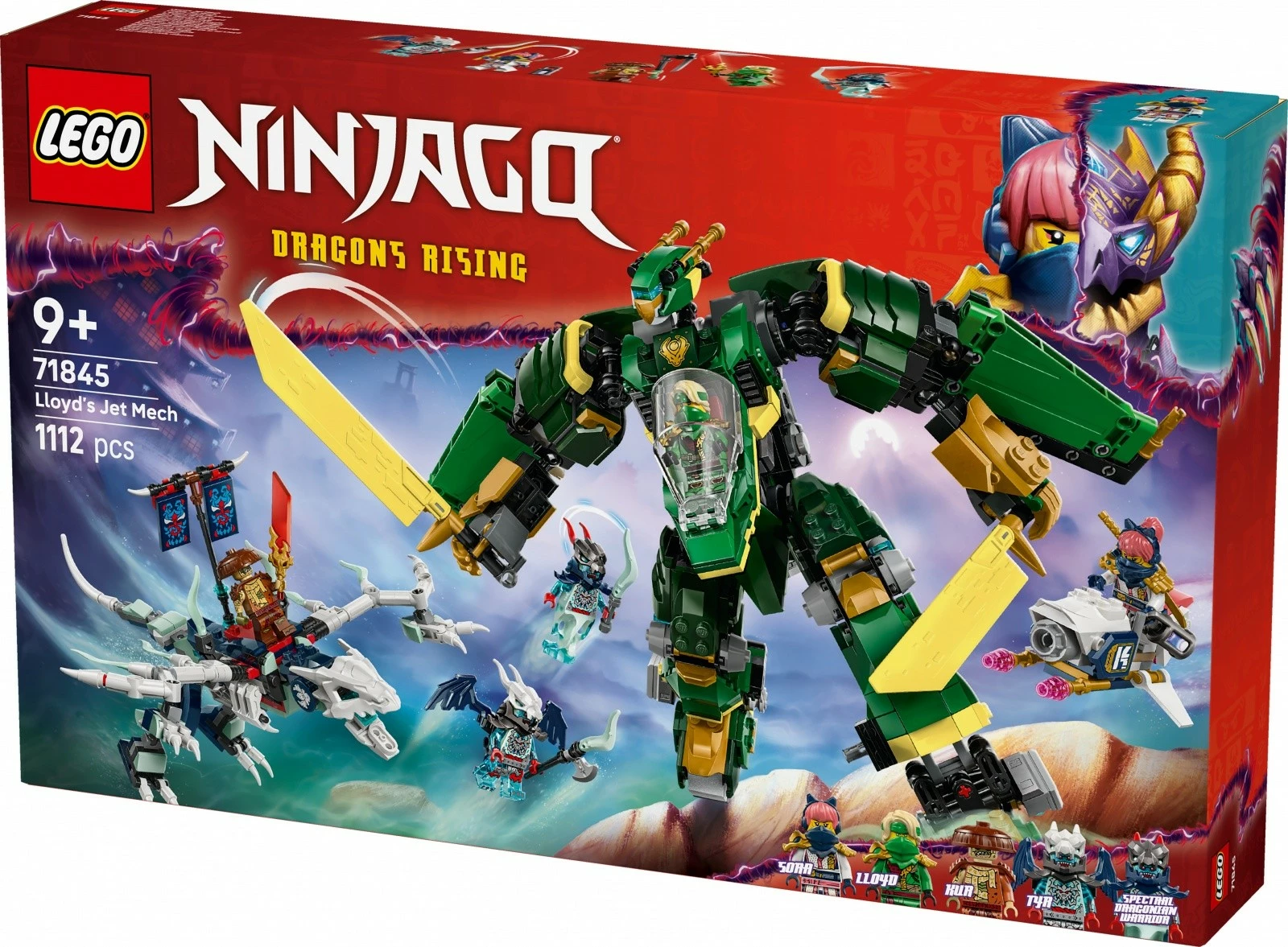 Gradbeni set LEGO Ninjago Fire Jet Lloyd Mech 71845, 1112 kosov, za otroke 9+