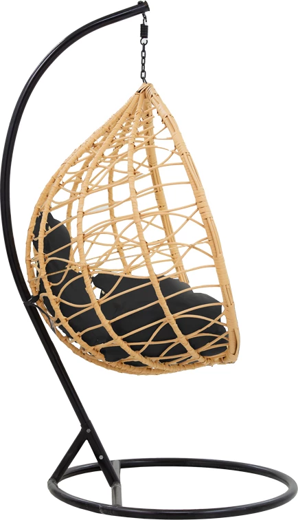 Kovinski viseči stol, naravno črn, blazina črna, 109x119x195 cm Hudson