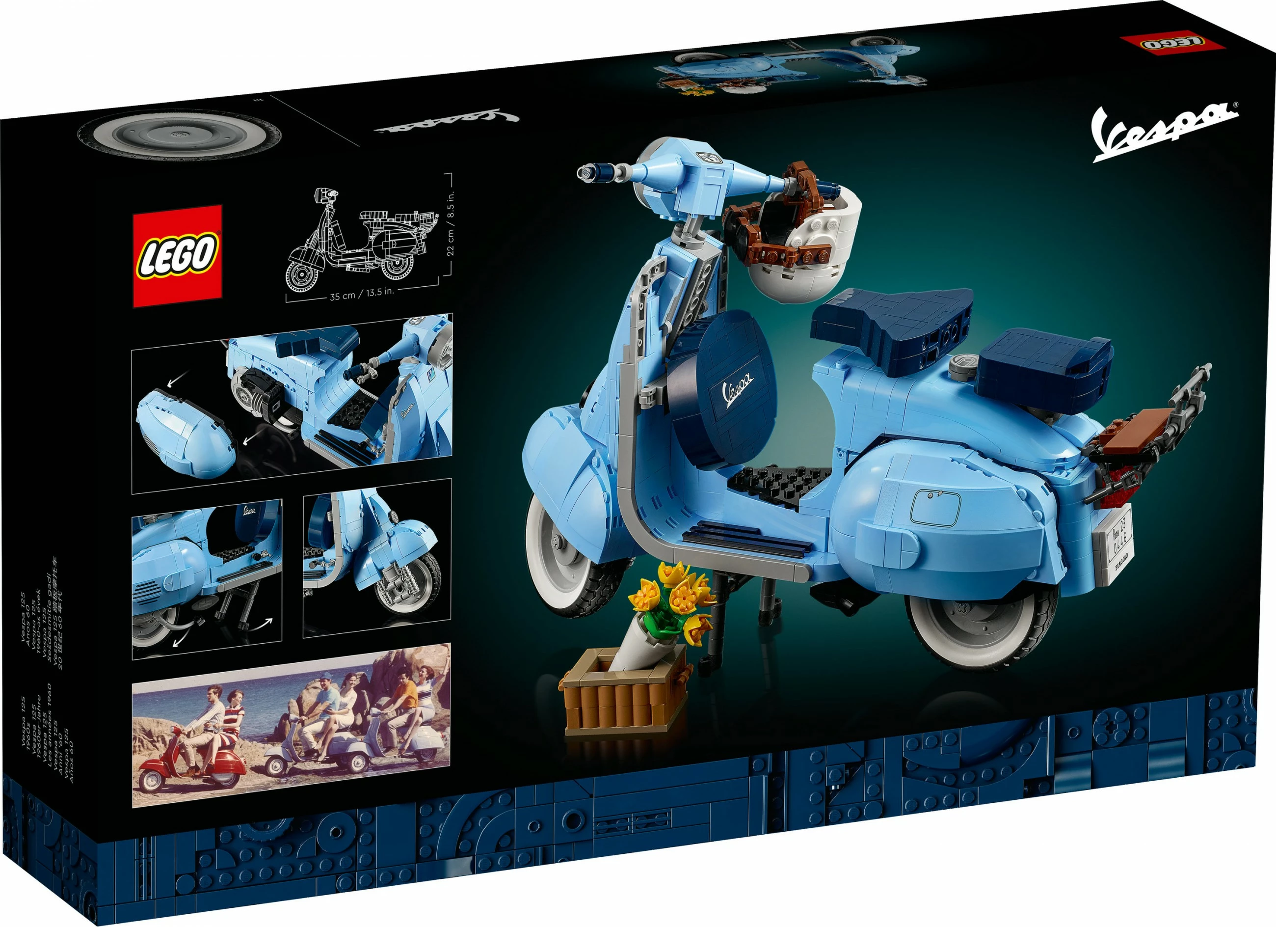 Model skuterja Vespa 125, komplet LEGO Creator Expert, 1107 kosov, večbarven
