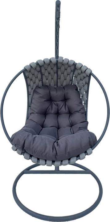 Viseče gugalno sedežno kreslo, Makito, kovinska podlaga, sivo, 100x105x195 cm