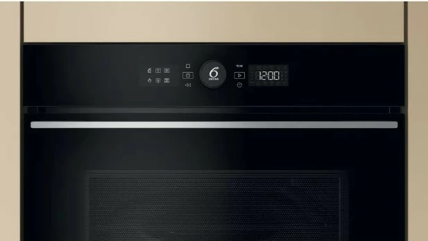 Vgradna mikrovalovna pečica, Whirlpool WMW57DHMX, 40 L, žar + vroči zrak, upravljanje na dotik, spodnje odpiranje, črno/nerjaveče