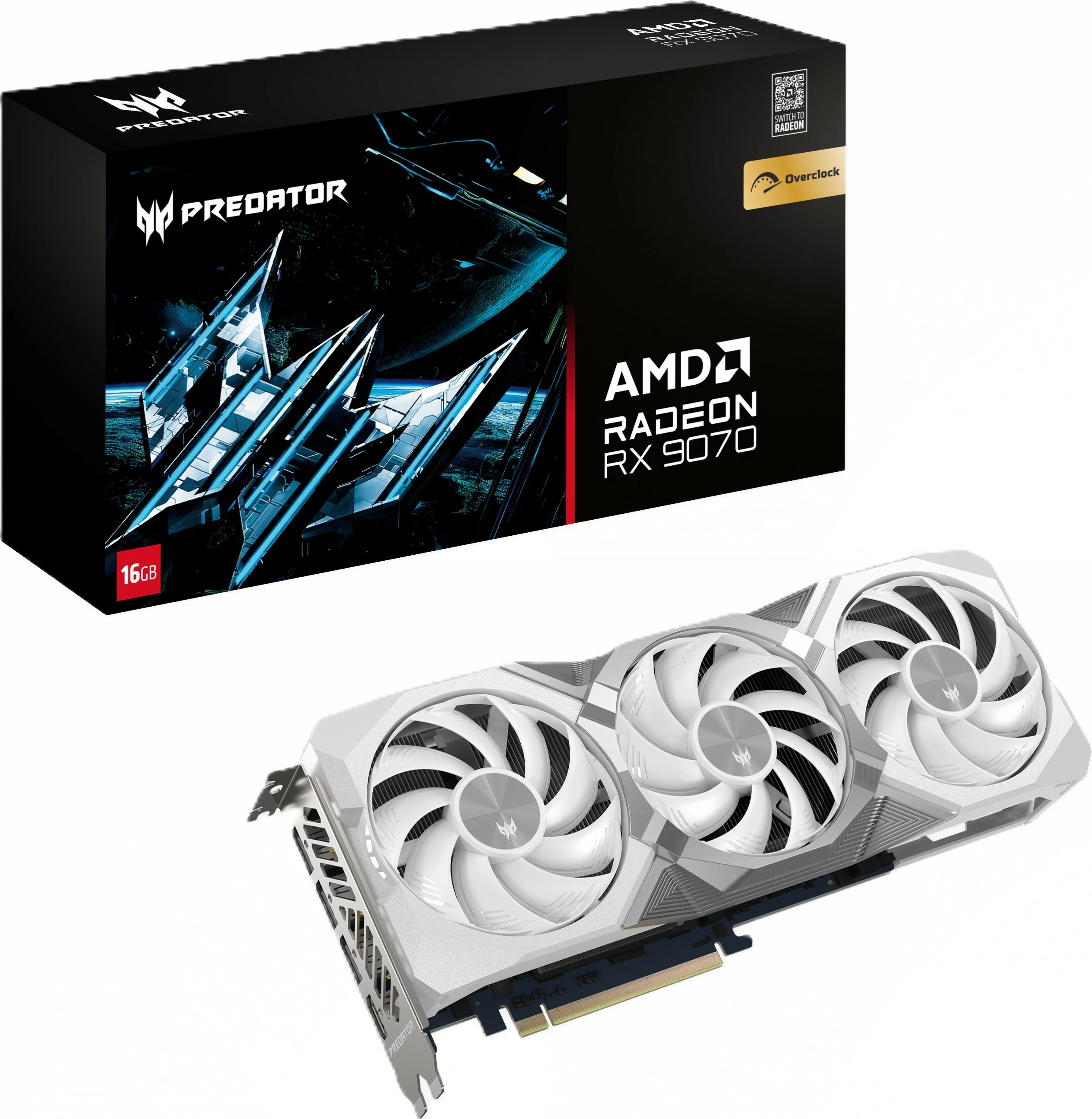 Grafična kartica Acer Predator BiFrost OC RX 9070, 16 GB GDDR6, bela