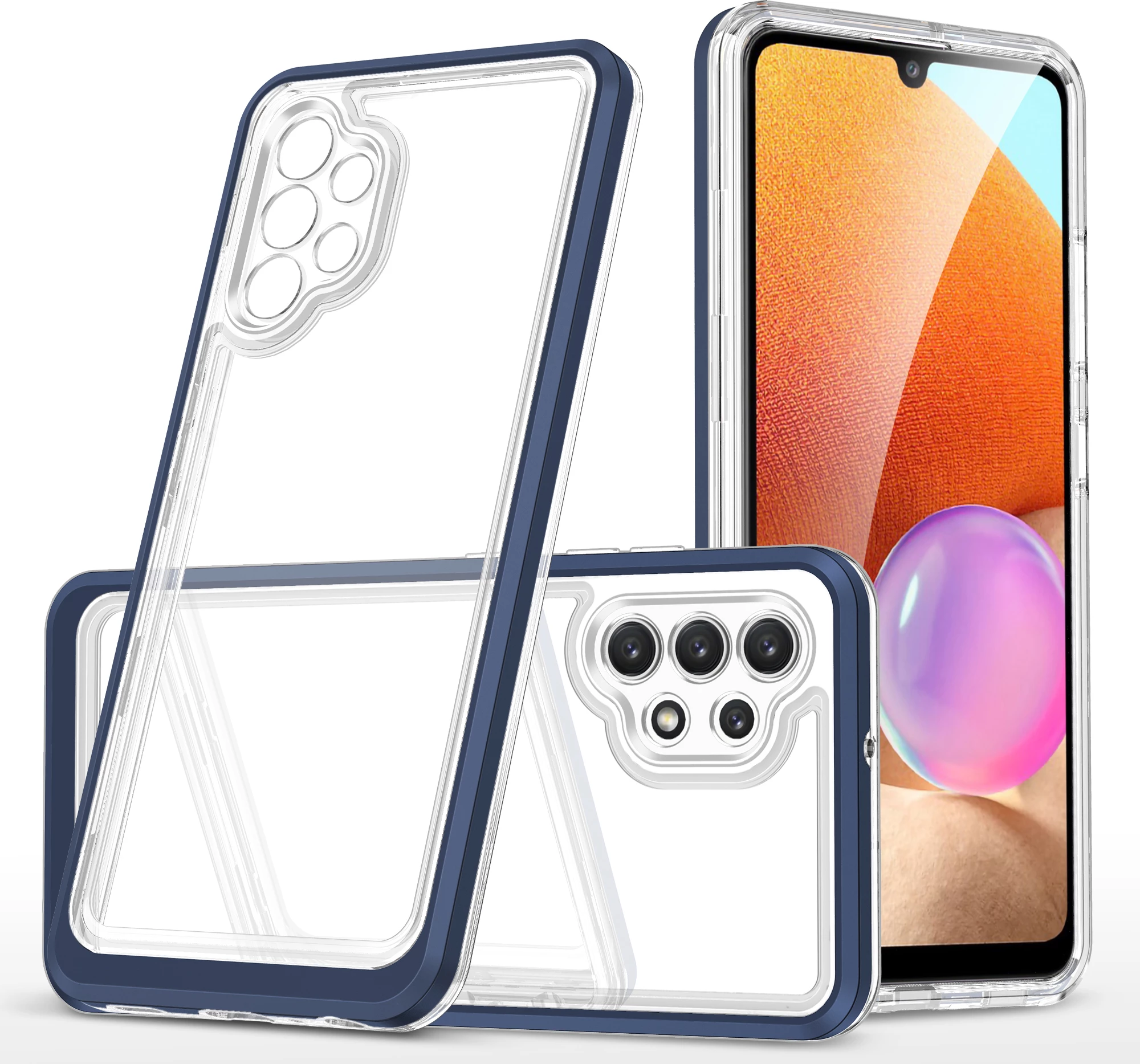 Zaščitni ovitek Hybrid Armor Clear 3 v 1 Hurtel za Samsung Galaxy A32 5G, moder/prosojen