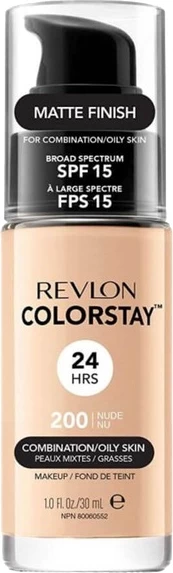 Tekoči puder za mešano/mastno kožo Revlon ColorStay SPF15 200 Nude 30 ml