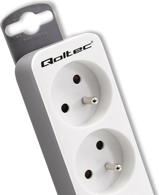 Razdelilec Qoltec 50292 s 6 vtičnicami, 1,8 m, belo-siv