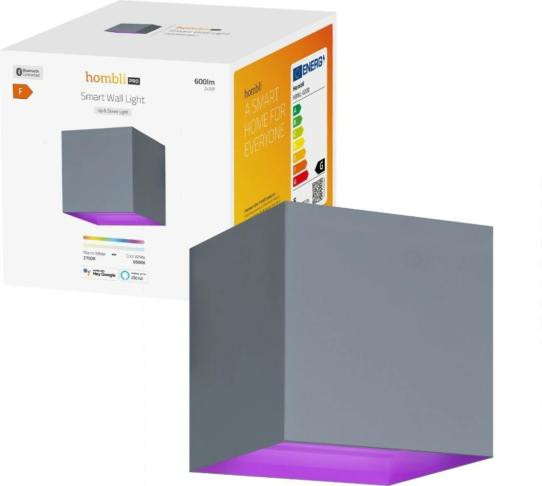 Stenska luč, 2 žarnici, 6500 K, siva Hombli HBWL-0208