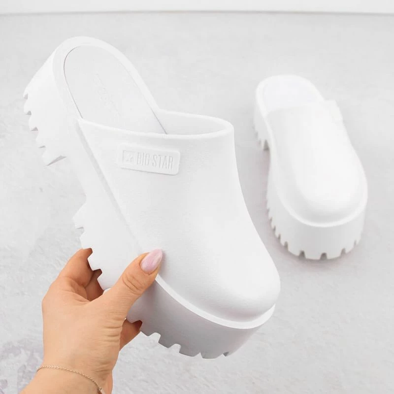 Klopne platformne čevlje, Big Star, bele