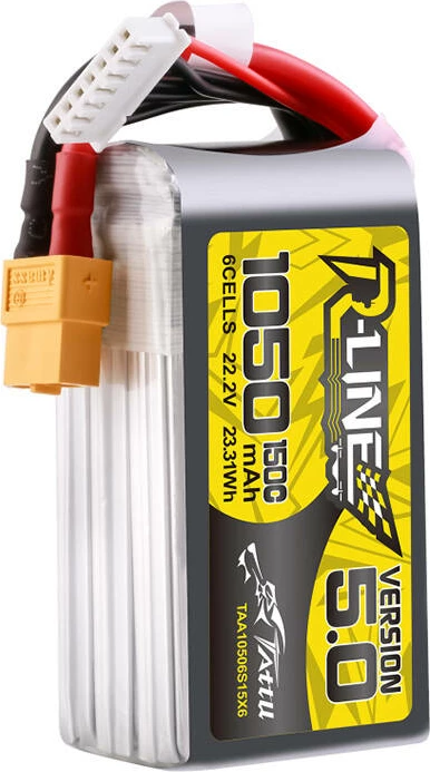 LiPo baterija Tattu R-Line 5.0, 1050 mAh, 22,2 V, 6S, 150C, XT60
